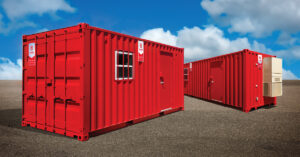 Climate-controlled mobile office providing a comfortable workspace during extreme summer heat.