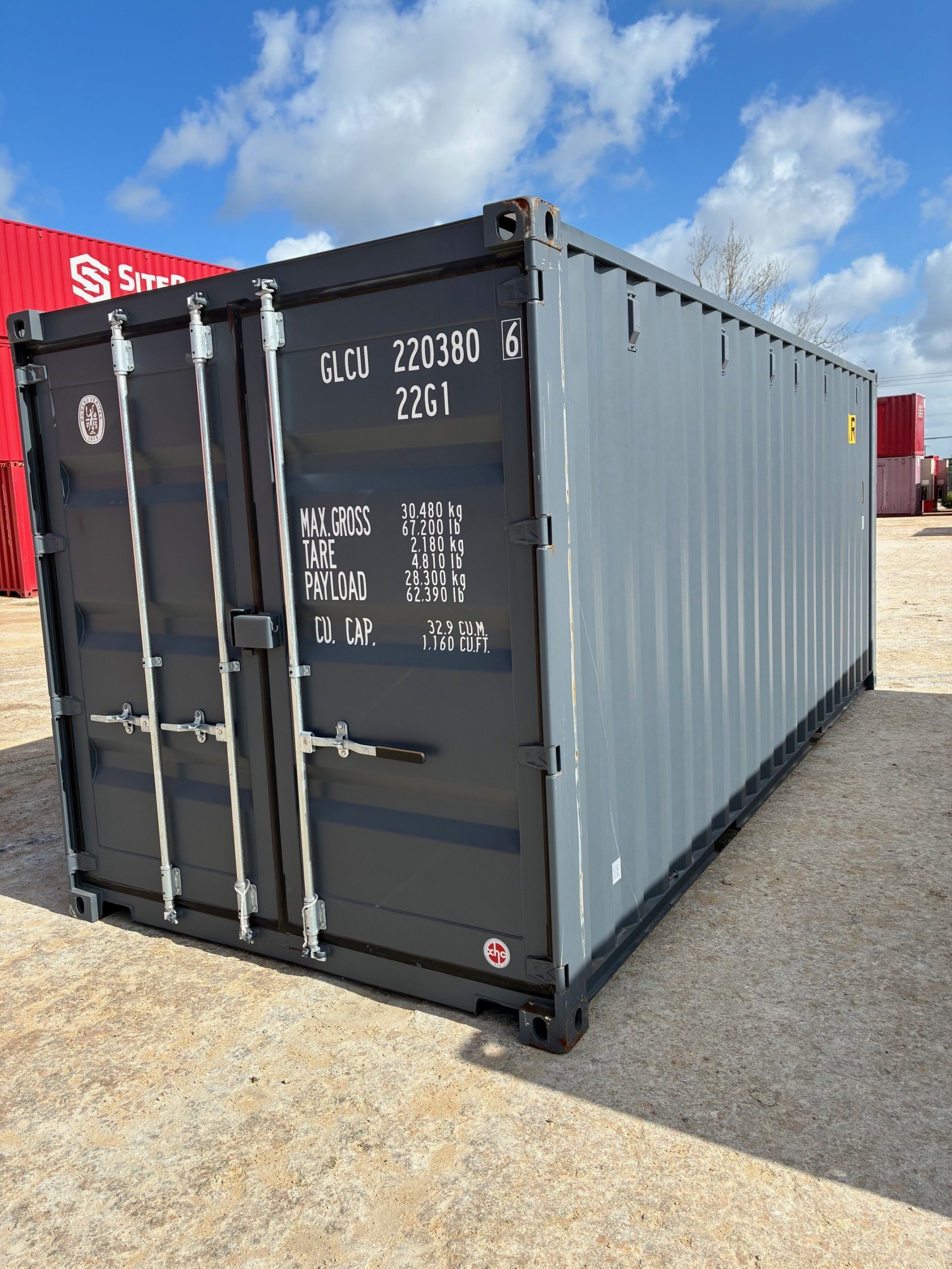 glcu220380 6 w/ lock boxes | 20' double door shipping container (one trip)