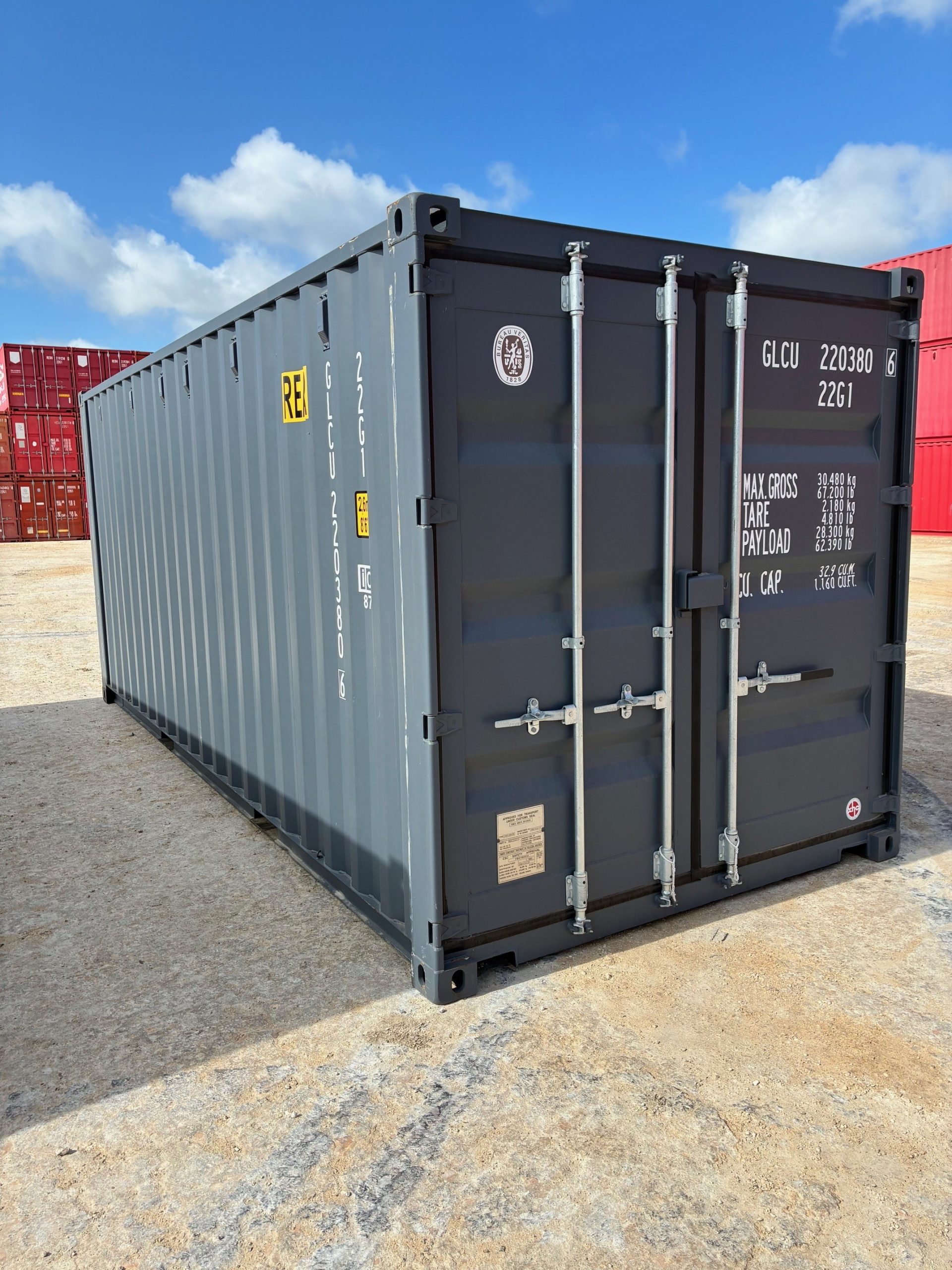 glcu220380 6 w/ lock boxes | 20' double door shipping container (one trip)